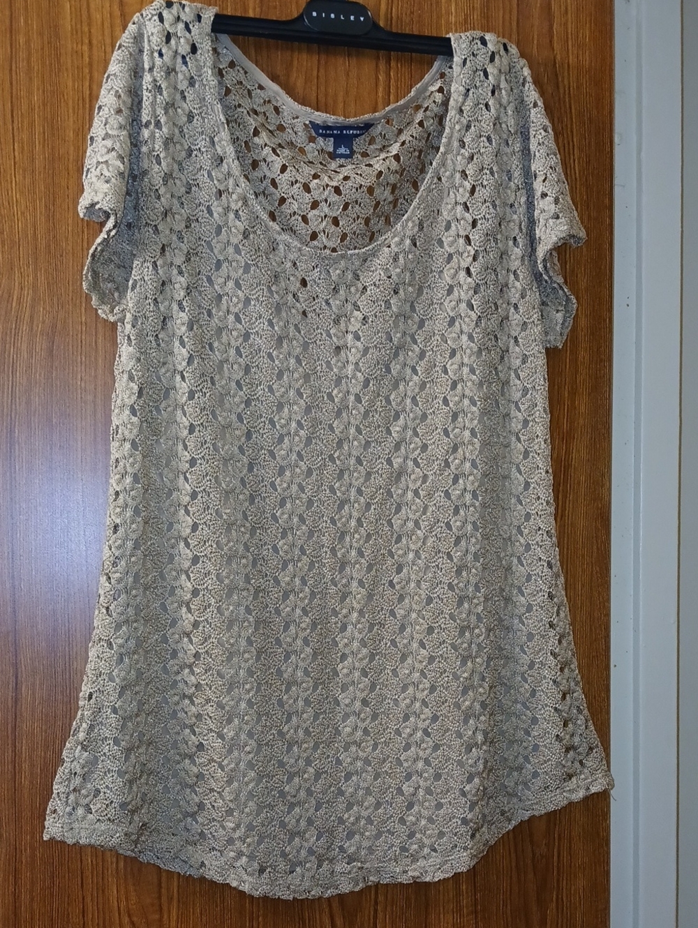 Banana Republic Beige Crochet Short Sleeve Tunic